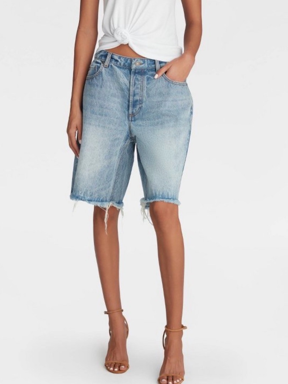 KBB by KAHLANA Denim Bermuda Shorts with Raw Hem